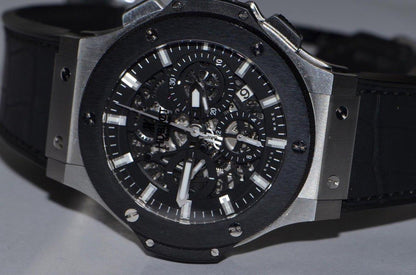 Hublot Big Bang Aero Bang Automatic Men's Watch Steel Case With Leather Strap Authentic Luxury Timepiece