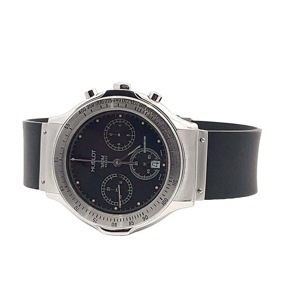 Hublot Quartz Men's Watch Steel Case With Rubber Strap Authentic Luxury Timepiece