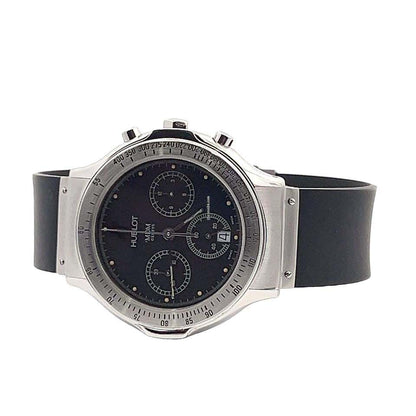 Hublot Quartz Men's Watch Steel Case With Rubber Strap Authentic Luxury Timepiece