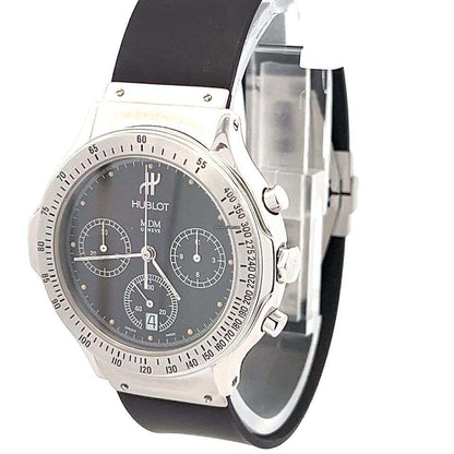 Hublot Quartz Men's Watch Steel Case With Rubber Strap Authentic Luxury Timepiece
