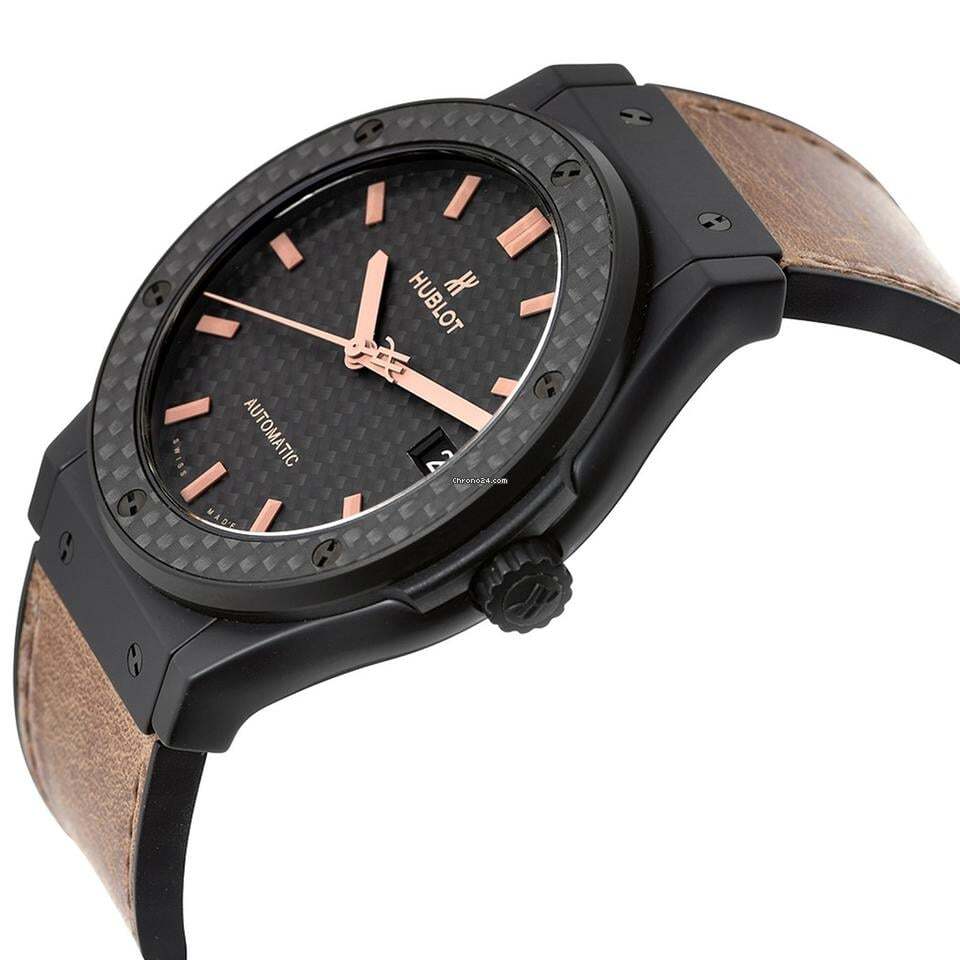 Hublot Classic Fusion Automatic Men's Watch Ceramic Case With Leather Strap Authentic Luxury Timepiece
