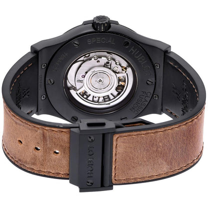 Hublot Classic Fusion Automatic Men's Watch Ceramic Case With Leather Strap Authentic Luxury Timepiece