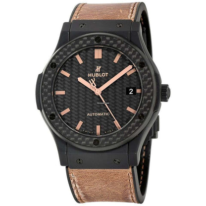 Hublot Classic Fusion Automatic Men's Watch Ceramic Case With Leather Strap Authentic Luxury Timepiece