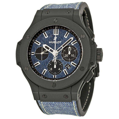 Hublot Big Bang Jeans Automatic Men's Watch Ceramic Case With Rubber Strap Authentic Luxury Timepiece