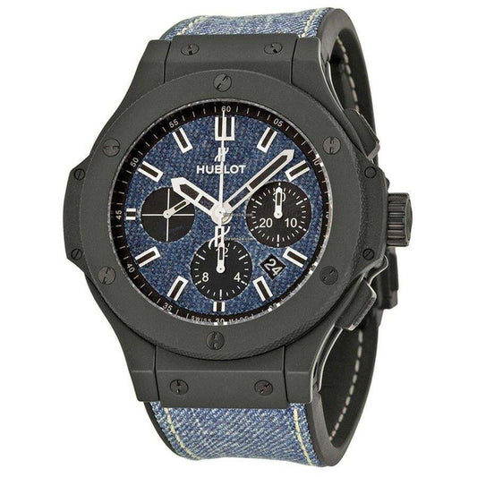 Hublot Big Bang Jeans Automatic Men's Watch Ceramic Case With Rubber Strap Authentic Luxury Timepiece