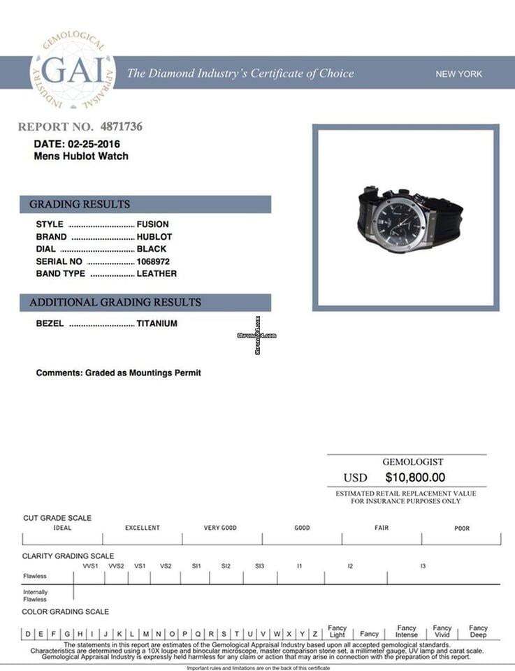 Hublot Classic Fusion Chronograph Automatic Men's Watch Steel Case With Leather Strap Authentic Luxury Timepiece