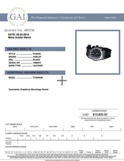 Hublot Classic Fusion Chronograph Automatic Men's Watch Steel Case With Leather Strap Authentic Luxury Timepiece