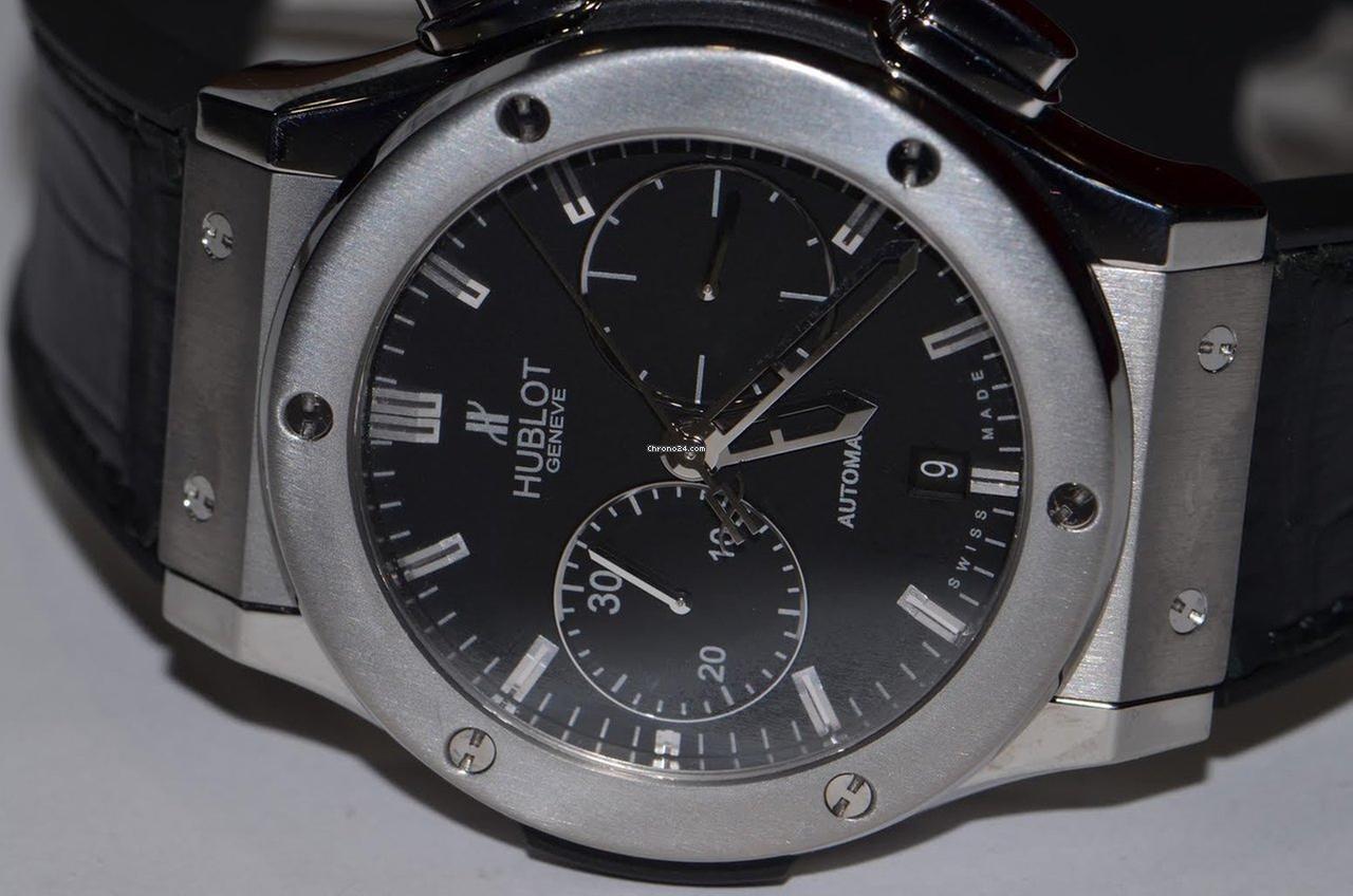 Hublot Classic Fusion Chronograph Automatic Men's Watch Steel Case With Leather Strap Authentic Luxury Timepiece