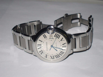 Cartier Ballon Bleu Automatic Men's Watch With Steel Case and Strap Authentic Luxury Timepiece