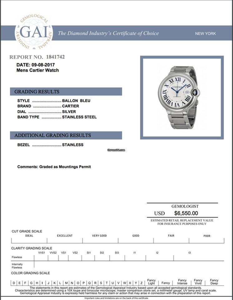 Cartier Ballon Bleu Automatic Men's Watch With Steel Case and Strap Authentic Luxury Timepiece