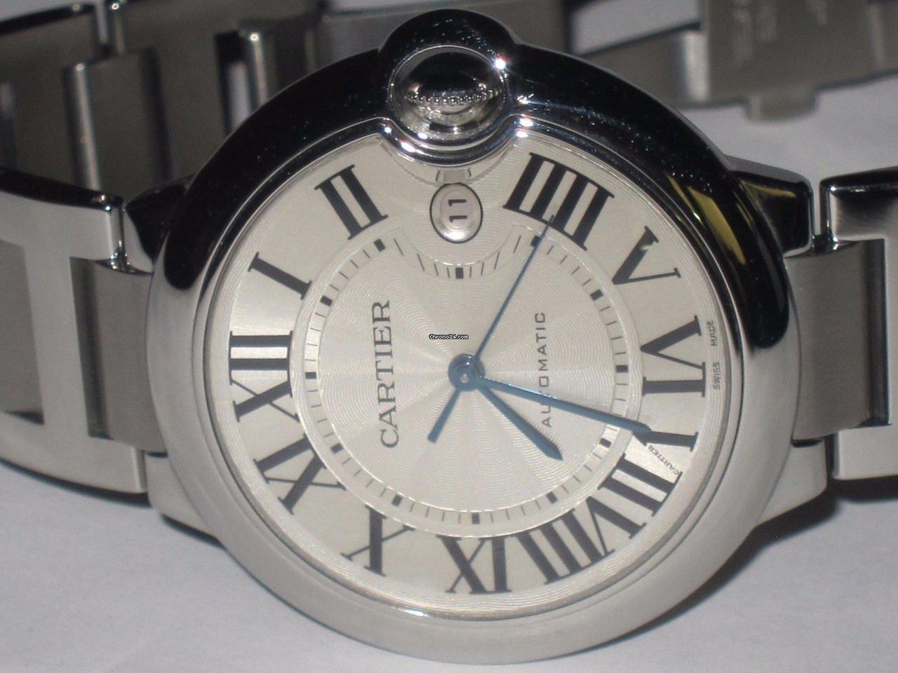 Cartier Ballon Bleu Automatic Men's Watch With Steel Case and Strap Authentic Luxury Timepiece