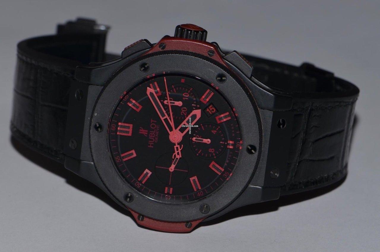 Hublot Big Bang 44 mm Automatic Men's Watch Ceramic Case With Leather Strap Authentic Luxury Timepiece