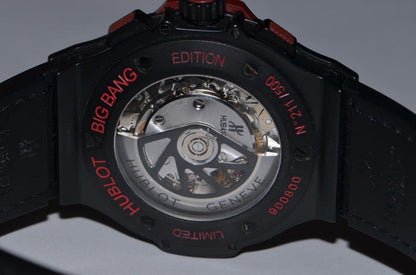 Hublot Big Bang 44 mm Automatic Men's Watch Ceramic Case With Leather Strap Authentic Luxury Timepiece