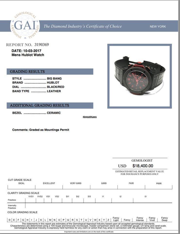 Hublot Big Bang 44 mm Automatic Men's Watch Ceramic Case With Leather Strap Authentic Luxury Timepiece