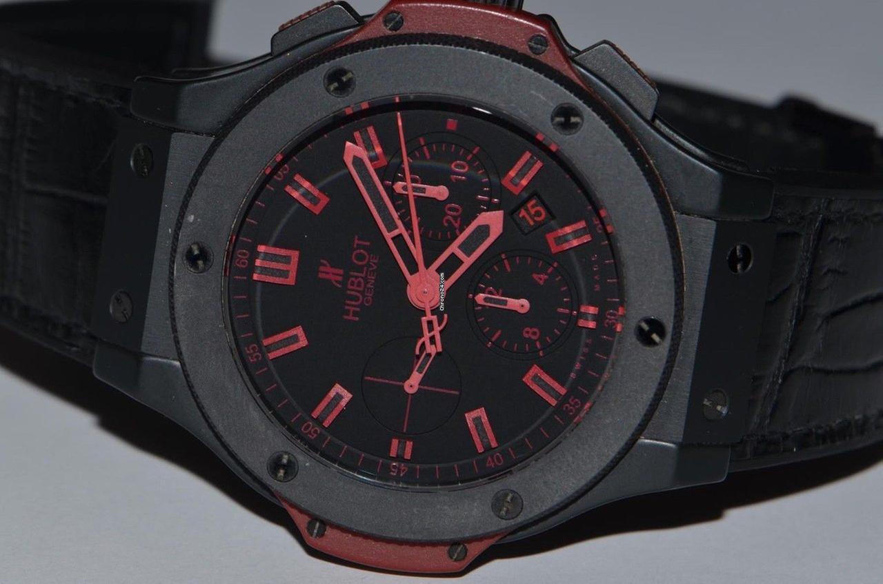 Hublot Big Bang 44 mm Automatic Men's Watch Ceramic Case With Leather Strap Authentic Luxury Timepiece