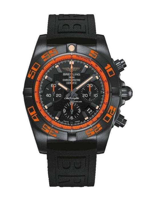 Breitling Chronomat 44 Raven Automatic Men's Watch Steel Case With Rubber Strap Authentic Luxury Timepiece