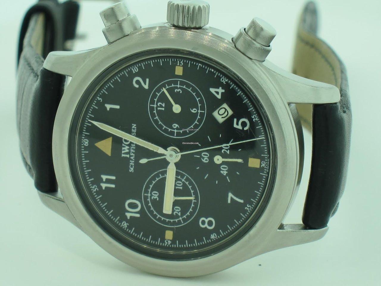 IWC Quartz Men's Watch Steel Case With Leather Strap Authentic Luxury Timepiece