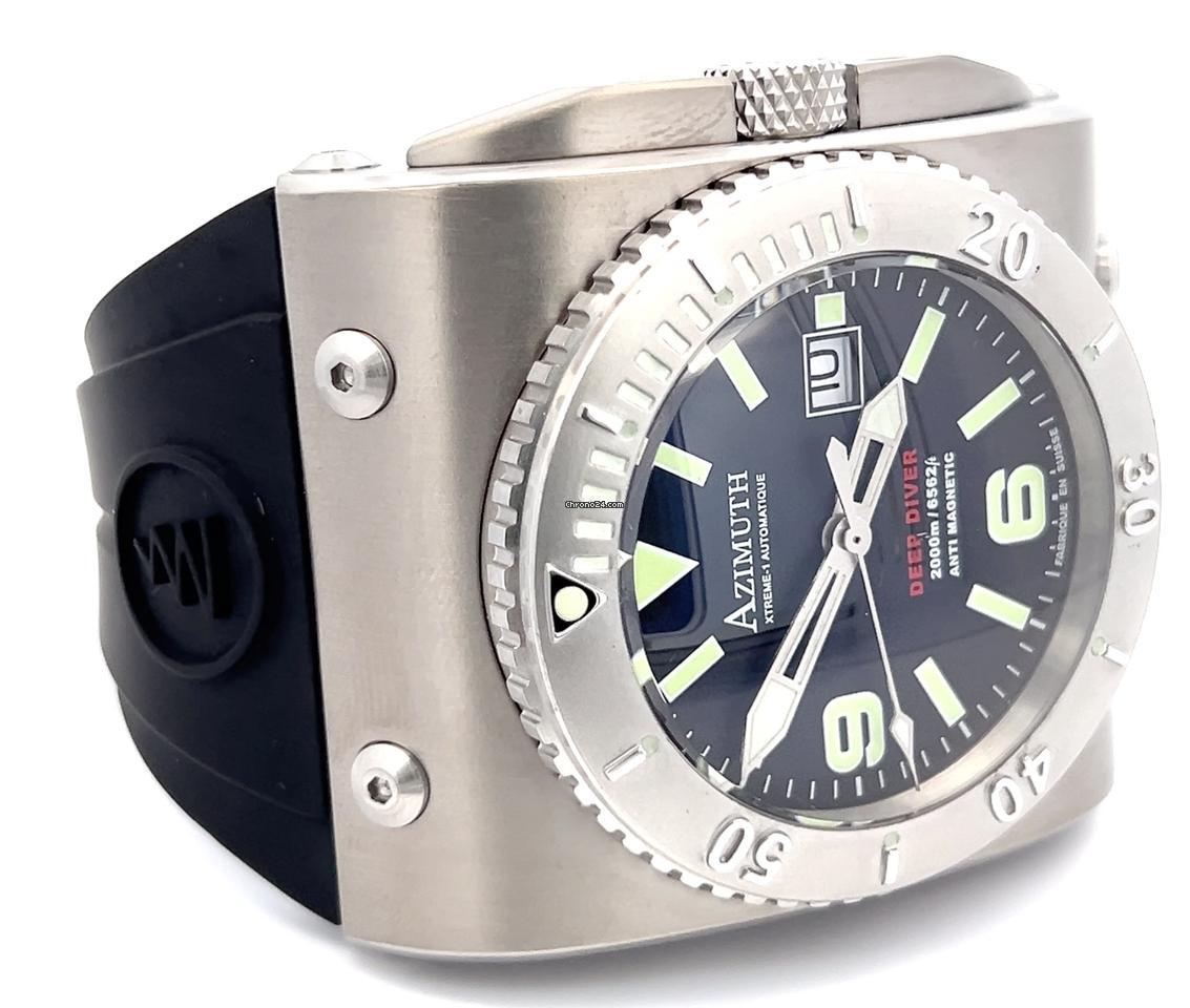 Azimuth Automatic Men's Watch Steel Case With Rubber Strap Authentic Luxury Timepiece