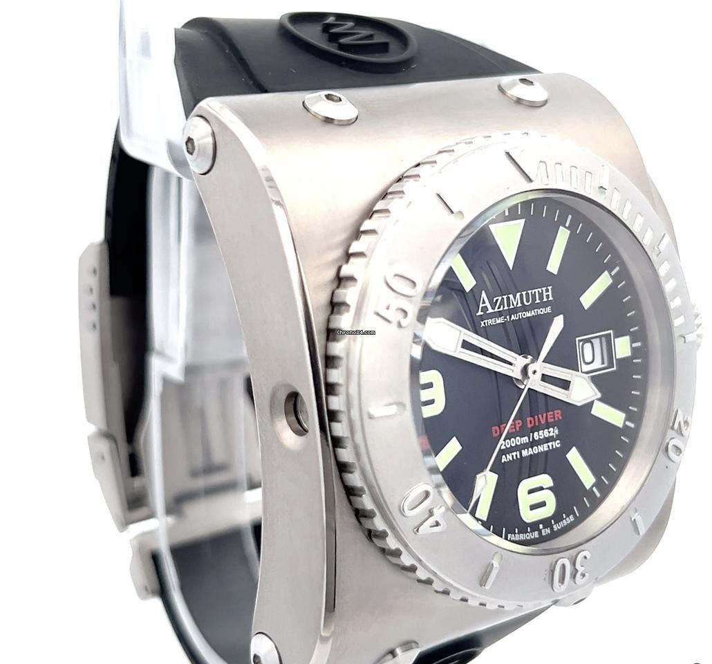 Azimuth Automatic Men's Watch Steel Case With Rubber Strap Authentic Luxury Timepiece