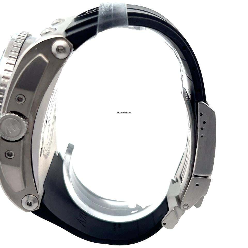 Azimuth Automatic Men's Watch Steel Case With Rubber Strap Authentic Luxury Timepiece