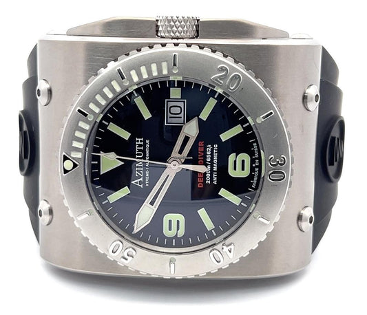 Azimuth Automatic Men's Watch Steel Case With Rubber Strap Authentic Luxury Timepiece