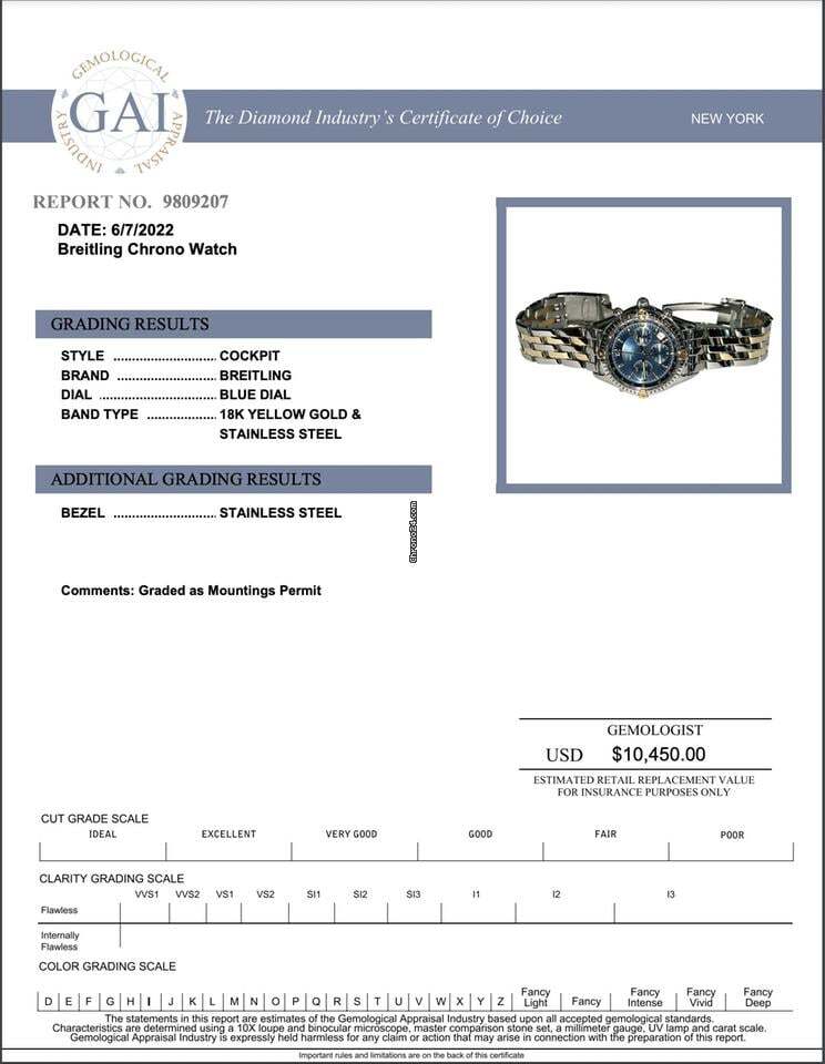 Breitling Chronomat Automatic Men's Watch Steel Case With Gold/Steel Strap Authentic Luxury Timepiece