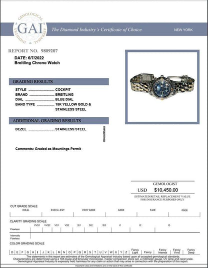 Breitling Chronomat Automatic Men's Watch Steel Case With Gold/Steel Strap Authentic Luxury Timepiece