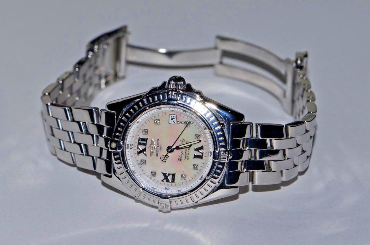 Breitling Wings Lady Quartz Women's Watch With Steel Case and Strap Authentic Luxury Timepiece