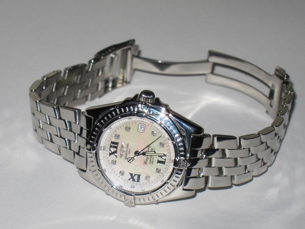 Breitling Wings Lady Quartz Women's Watch With Steel Case and Strap Authentic Luxury Timepiece