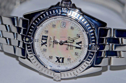 Breitling Wings Lady Quartz Women's Watch With Steel Case and Strap Authentic Luxury Timepiece