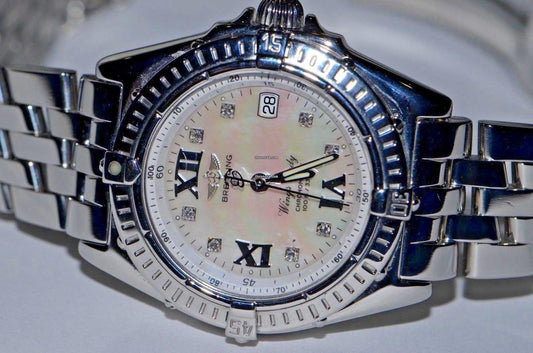 Breitling Wings Lady Quartz Women's Watch With Steel Case and Strap Authentic Luxury Timepiece