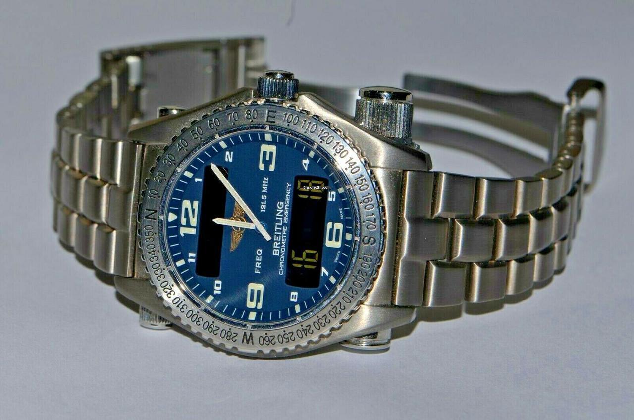 Breitling Emergency Quartz Men's Watch Titanium Case With Titanium Strap Authentic Luxury Timepiece