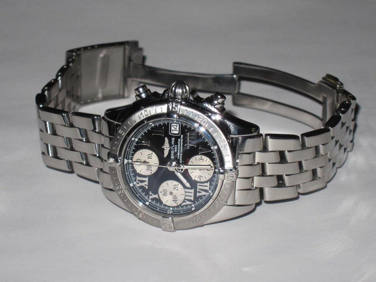 Breitling Chrono Cockpit Automatic Men's Watch With Steel Case and Strap Authentic Luxury Timepiece