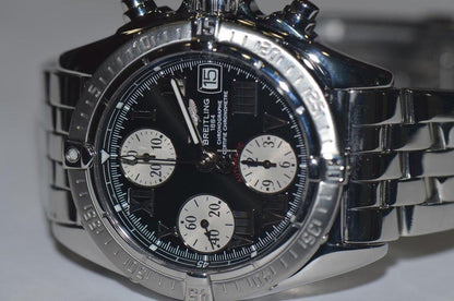 Breitling Chrono Cockpit Automatic Men's Watch With Steel Case and Strap Authentic Luxury Timepiece