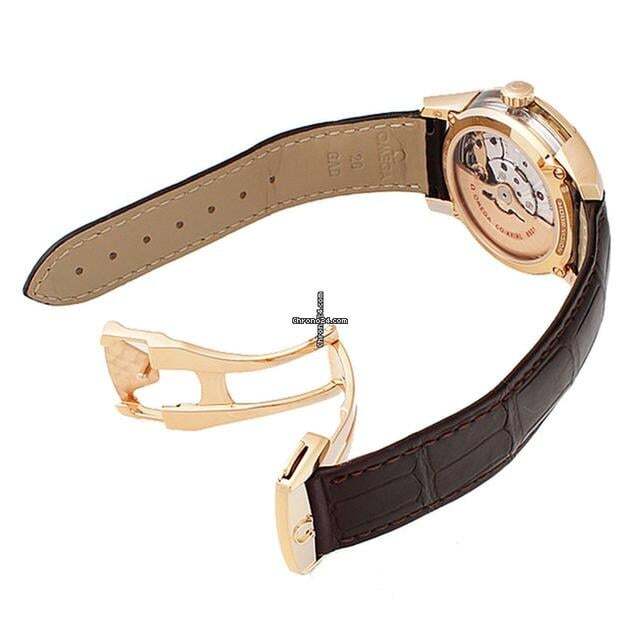 Omega De Ville Hour Vision Automatic Men's Watch Rose Gold Case With Leather Strap Authentic Luxury Timepiece