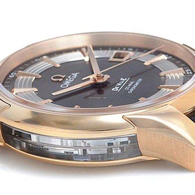 Omega De Ville Hour Vision Automatic Men's Watch Rose Gold Case With Leather Strap Authentic Luxury Timepiece