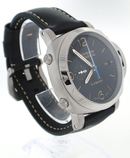 Panerai Luminor 1950 3 Days Chrono Flyback Automatic Men's Watch Steel Case With Leather Strap Authentic Luxury Timepiece