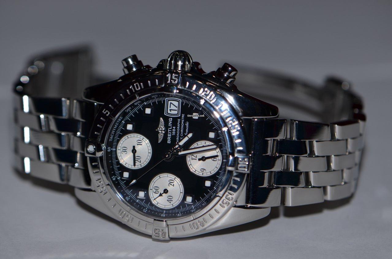 Breitling Chrono Cockpit Automatic Men's Watch With Steel Case and Strap Authentic Luxury Timepiece