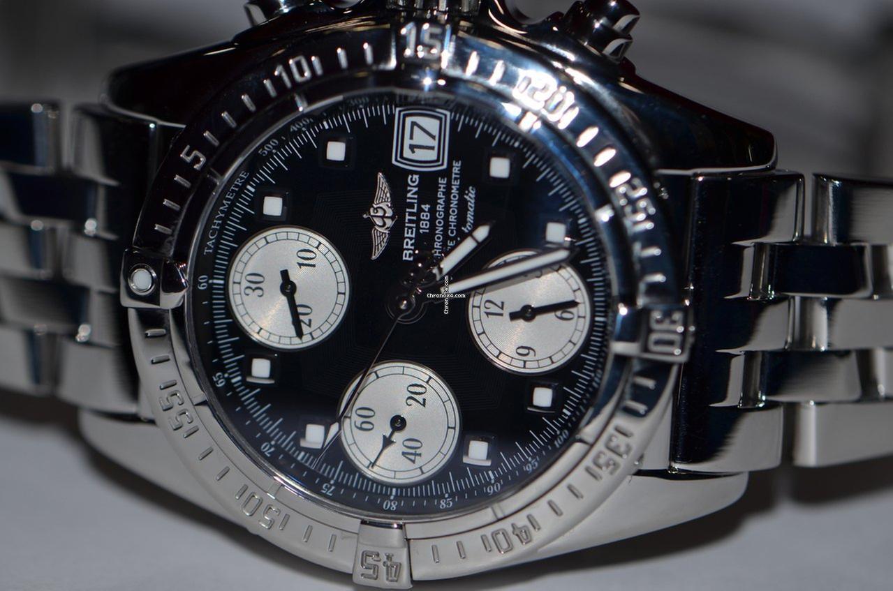 Breitling Chrono Cockpit Automatic Men's Watch With Steel Case and Strap Authentic Luxury Timepiece