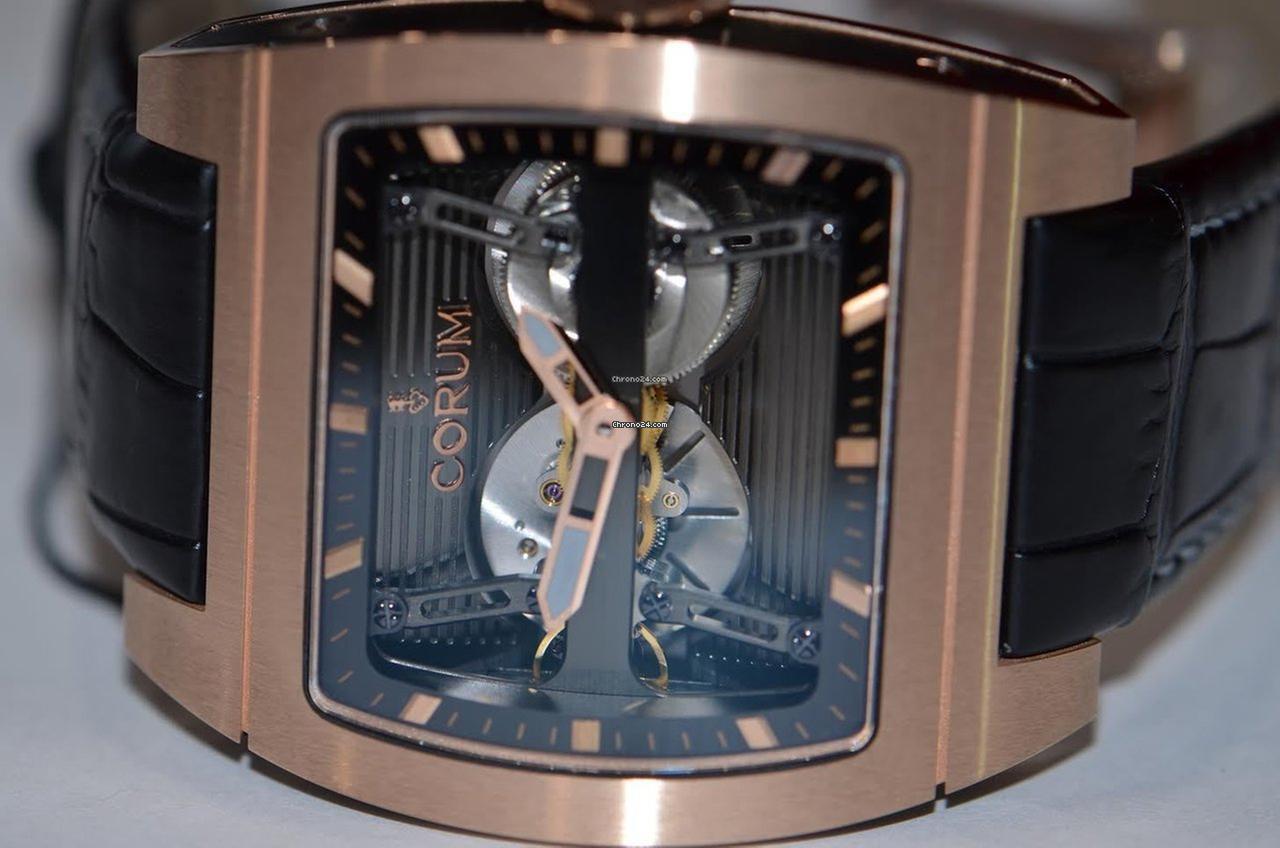 Corum Ti-Bridge Automatic Unisex Watch Rose Gold Case With Leather Strap Authentic Luxury Timepiece
