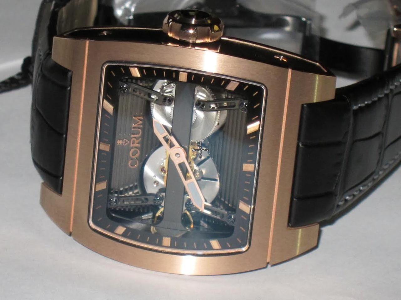 Corum Ti-Bridge Automatic Unisex Watch Rose Gold Case With Leather Strap Authentic Luxury Timepiece