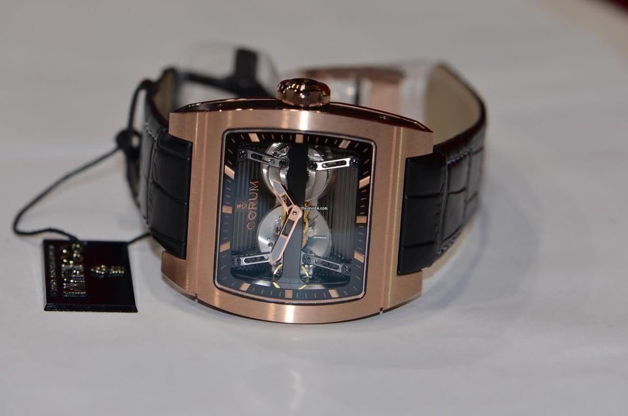 Corum Ti-Bridge Automatic Unisex Watch Rose Gold Case With Leather Strap Authentic Luxury Timepiece