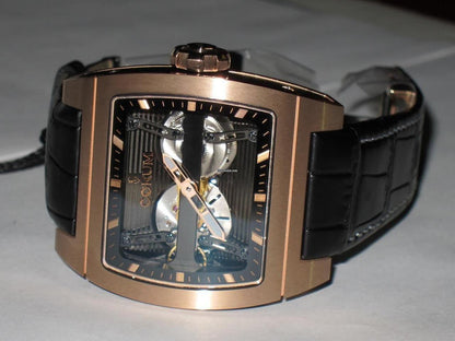 Corum Ti-Bridge Automatic Unisex Watch Rose Gold Case With Leather Strap Authentic Luxury Timepiece