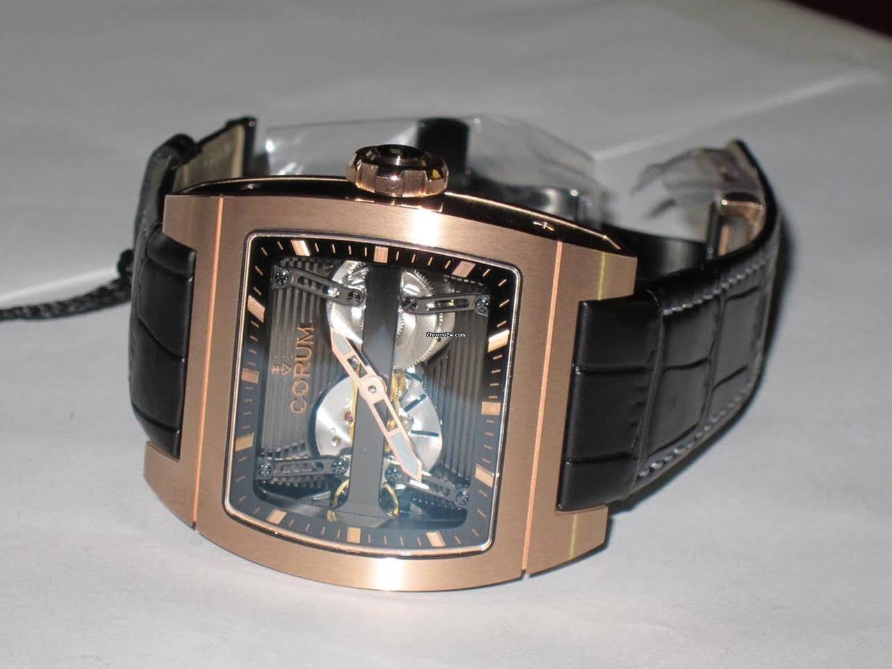 Corum Ti-Bridge Automatic Unisex Watch Rose Gold Case With Leather Strap Authentic Luxury Timepiece