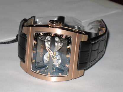 Corum Ti-Bridge Automatic Unisex Watch Rose Gold Case With Leather Strap Authentic Luxury Timepiece