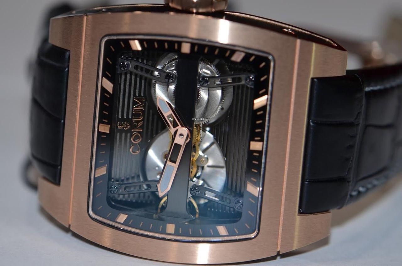 Corum Ti-Bridge Automatic Unisex Watch Rose Gold Case With Leather Strap Authentic Luxury Timepiece