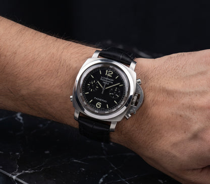 Panerai Luminor 1950 3 Days Chrono Flyback Automatic Men's Watch Steel Case With Leather Strap Authentic Luxury Timepiece