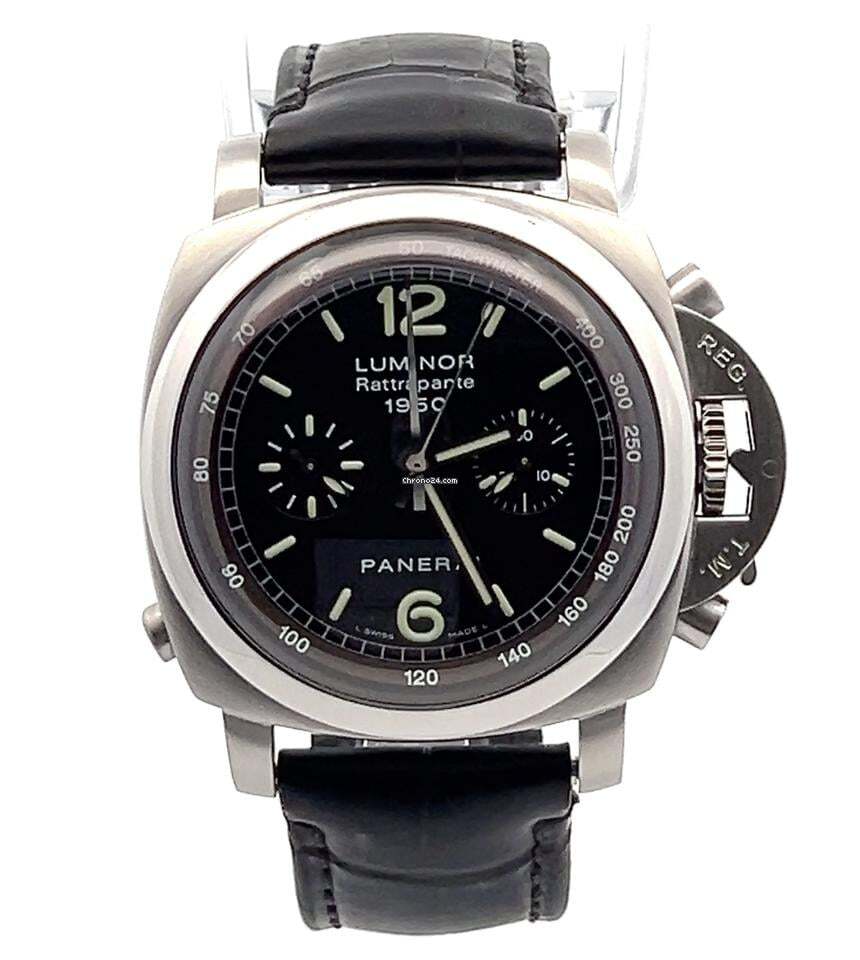 Panerai Luminor 1950 3 Days Chrono Flyback Automatic Men's Watch Steel Case With Leather Strap Authentic Luxury Timepiece