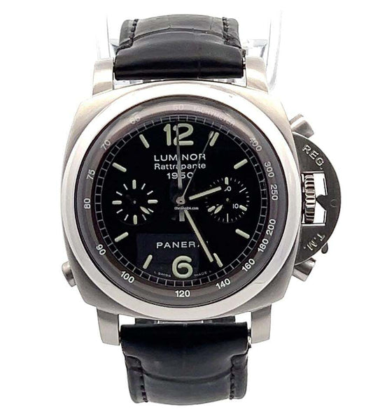 Panerai Luminor 1950 3 Days Chrono Flyback Automatic Men's Watch Steel Case With Leather Strap Authentic Luxury Timepiece