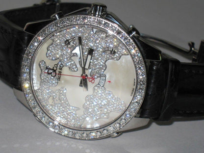 Jacob & Co. Five Time Zone Quartz Men's Watch Steel Case With Leather Strap Authentic Luxury Timepiece